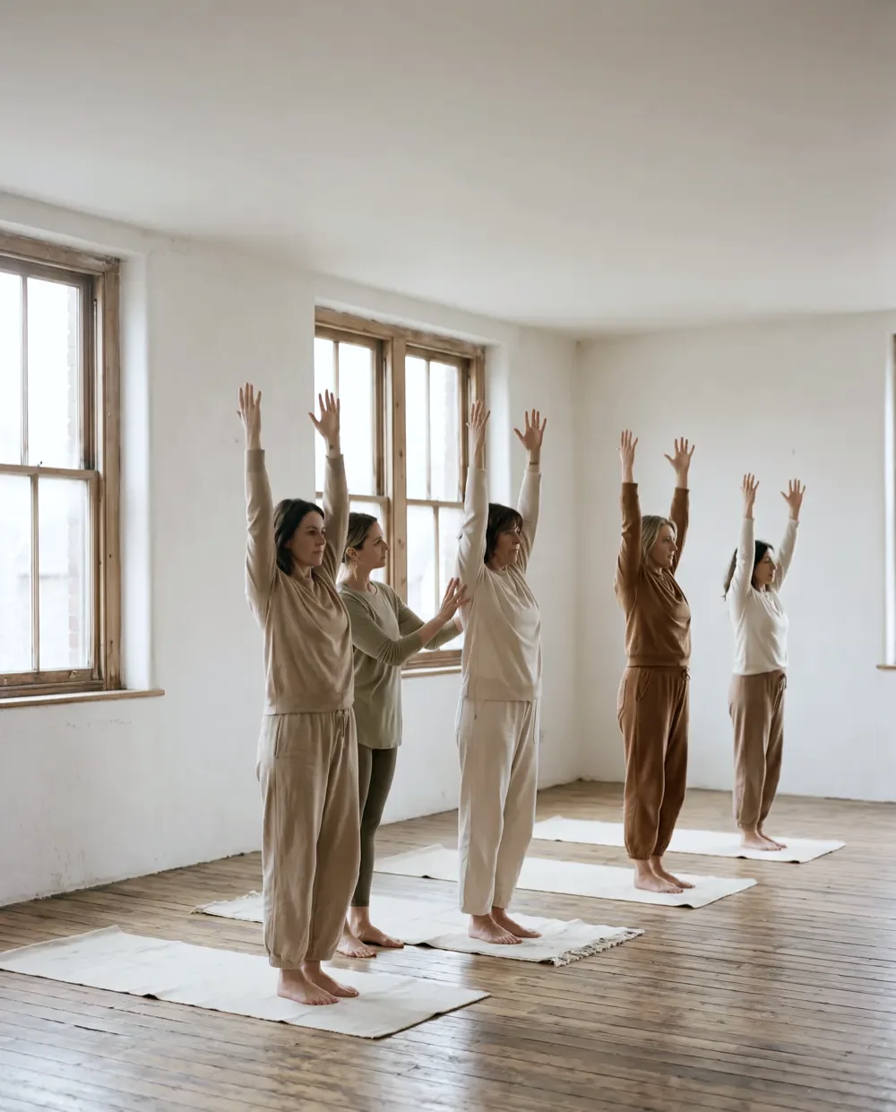 A Yoga Dance group class, students moving together.